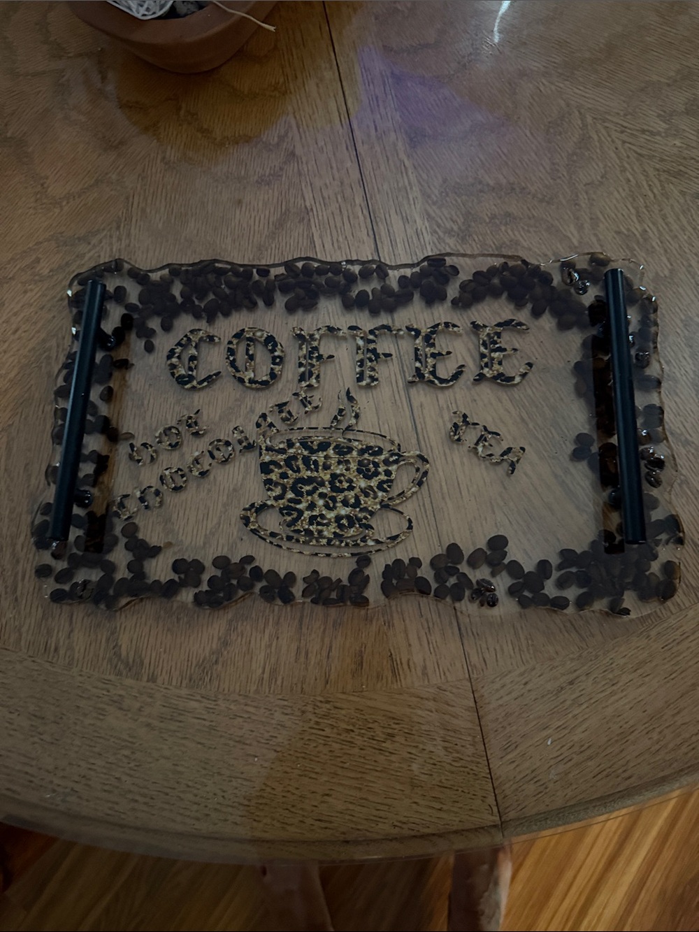 Coffee Decorative Serving Tray - Black Accent